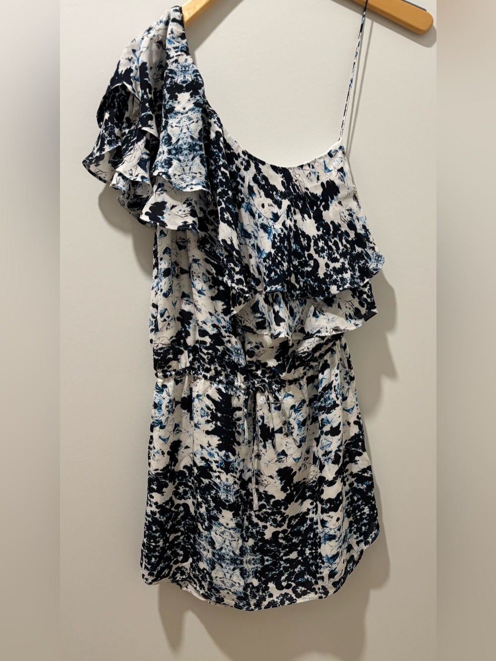 Haute Hippie Silk One-Shoulder Ruffle Mini Dress, Size XS, Resortwear, Wedding